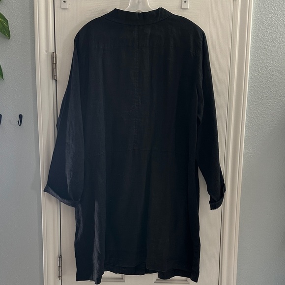 Flax Black 100% Linen Blazer Jacket Women’s Large Lightweight Breathable Casual - Picture 7 of 11